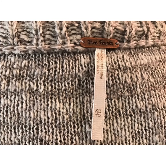 FREE PEOPLE Gray In My Pocket Knit Sweater Marled W/Pockets Pullover Wool Blend - Picture 7 of 9